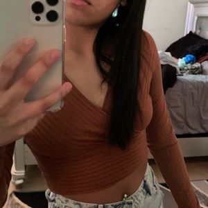 brown crop top